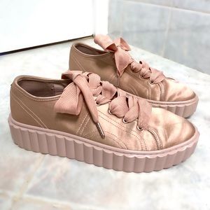 Tory Burch Pink Scallop Cotton and Silky Sneakers